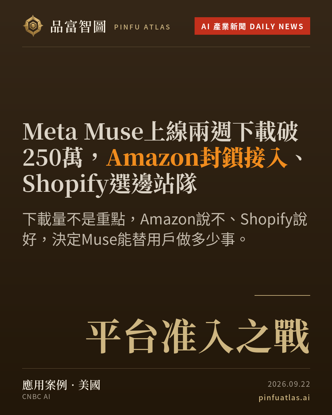 Meta Muse上線兩週下載破250萬,Amazon封鎖接入、Shopify選邊站隊