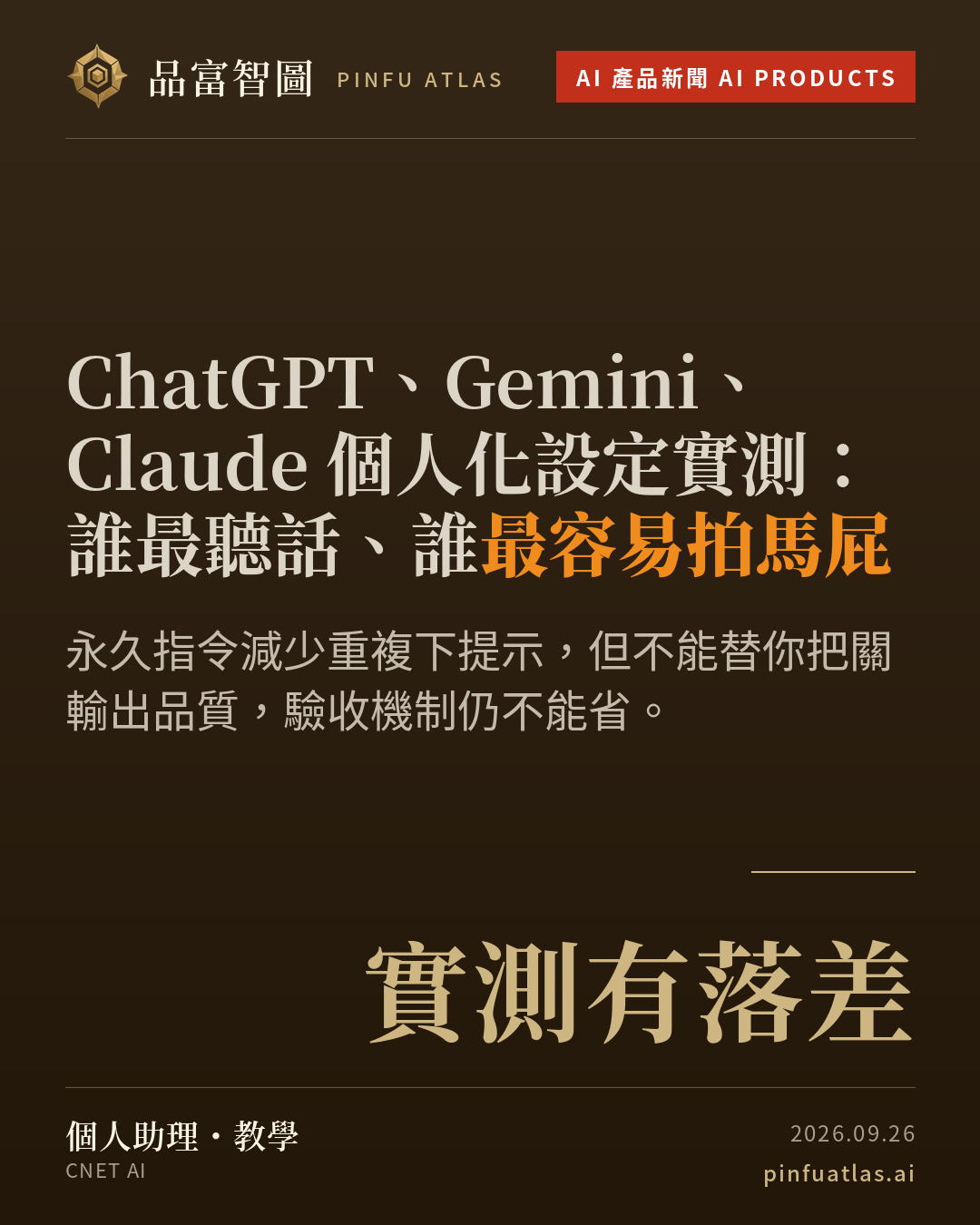 ChatGPT、Gemini、Claude 個人化設定實測:誰最聽話、誰最容易拍馬屁