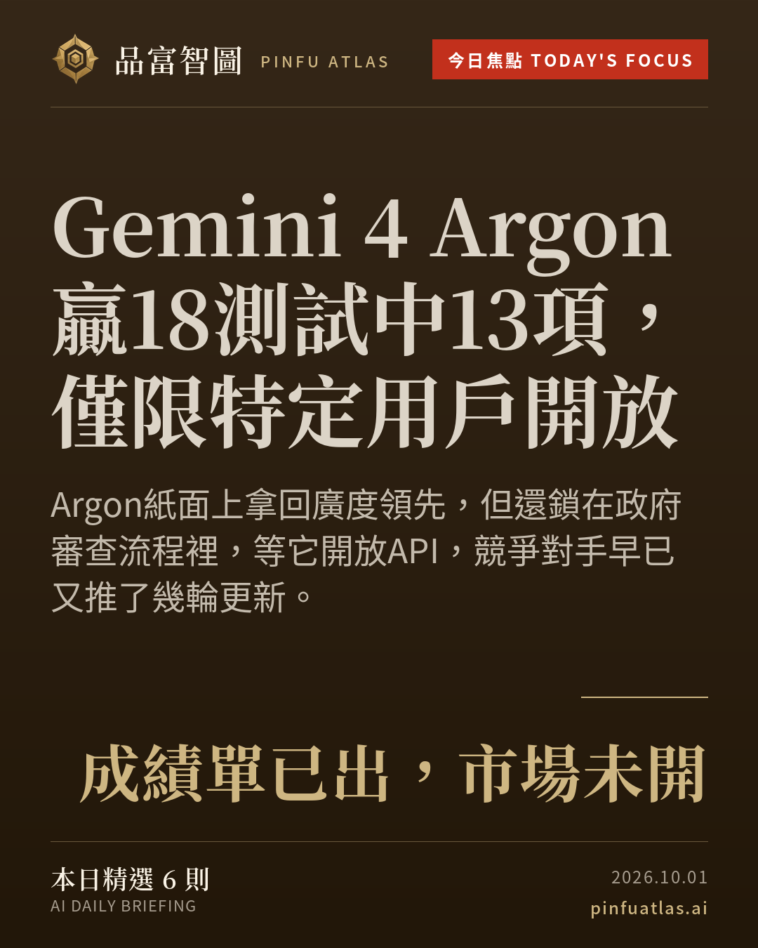 Gemini 4 Argon贏18測試中13項,僅限特定用戶開放