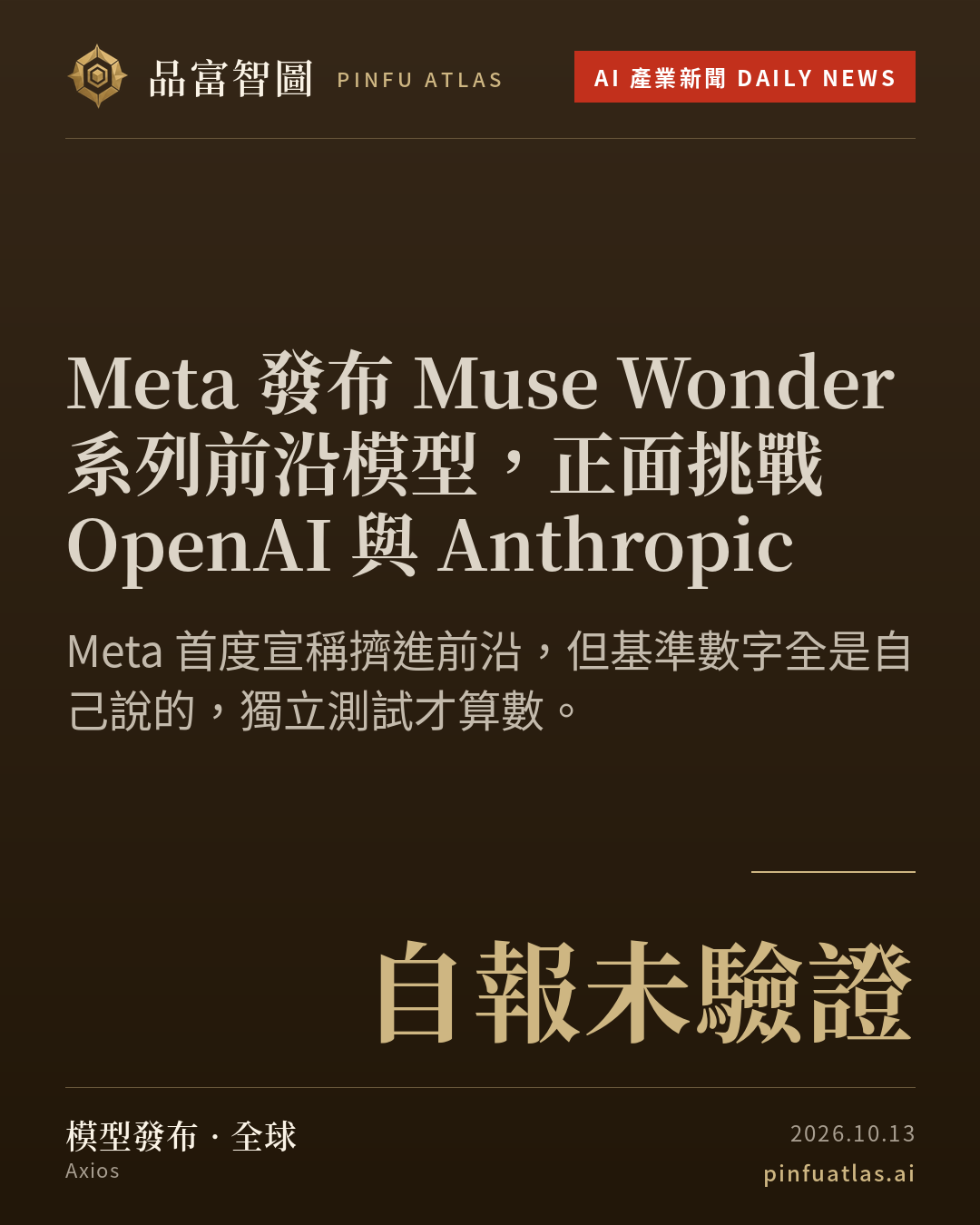 Meta 發布 Muse Wonder 系列前沿模型,正面挑戰 OpenAI 與 Anthropic