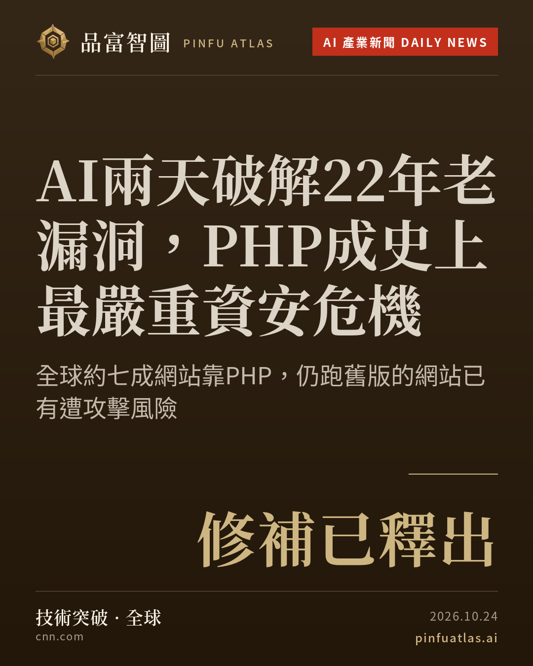 AI兩天破解22年老漏洞,PHP成史上最嚴重資安危機